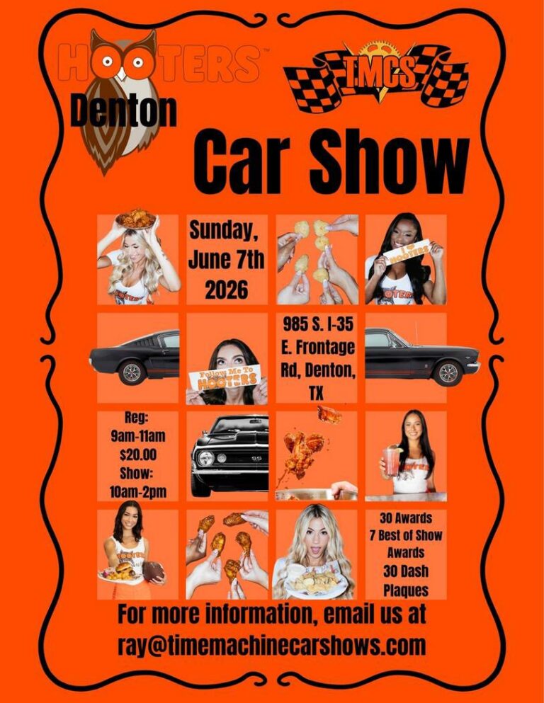 Flyer for Hooters Denton Tmcs Car Show