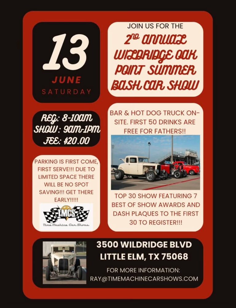 Flyer for 2nd Annual Wizardridge Oak Point Summer Bash Car Show