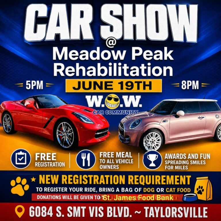 Flyer for Meadow Peak Rehabilitation Car Show