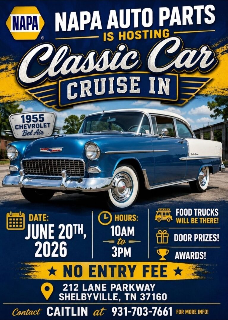 Flyer for NAPA Auto Parts Classic Car Cruise in