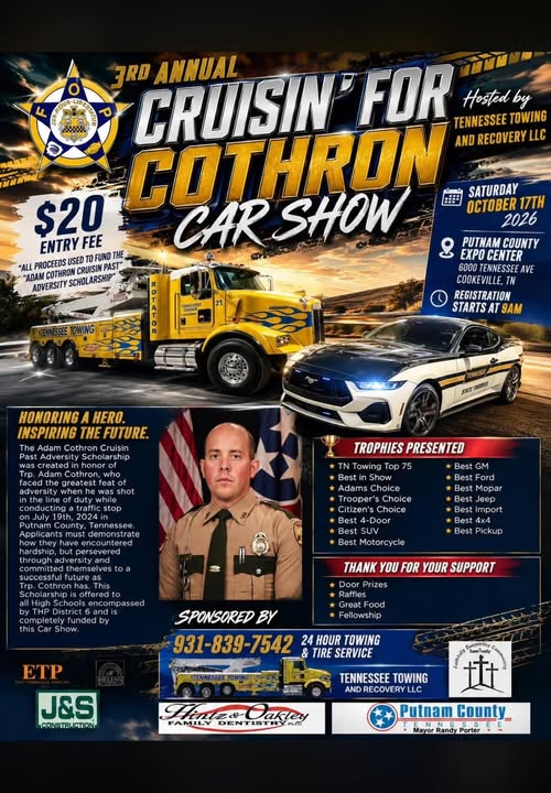 Flyer for 3rd Annual Cruisin’ For Cothron Car Show