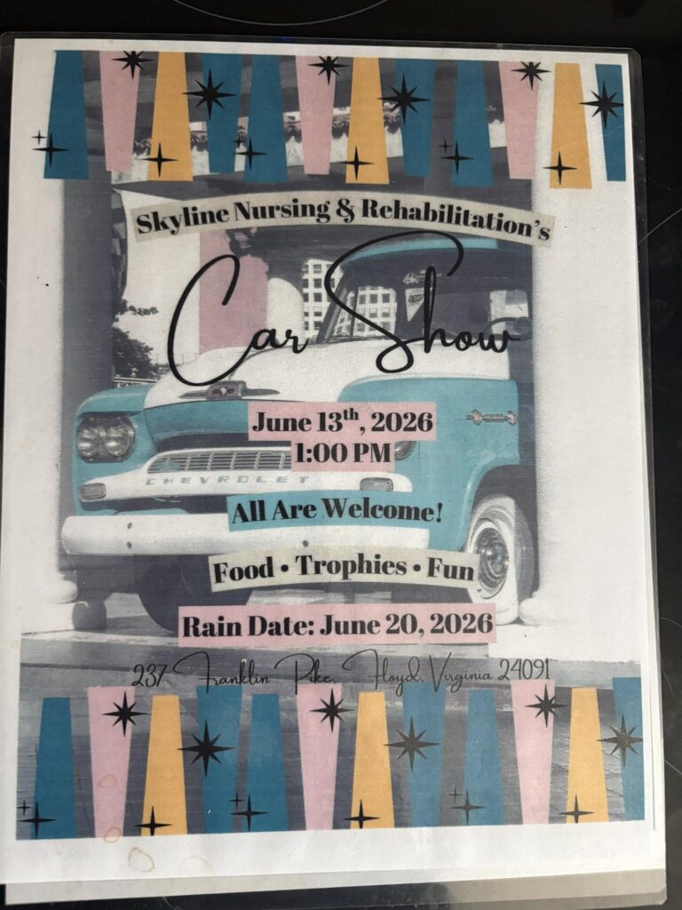 Flyer for Skyline Nursing & Rehabilitation’s Car Show