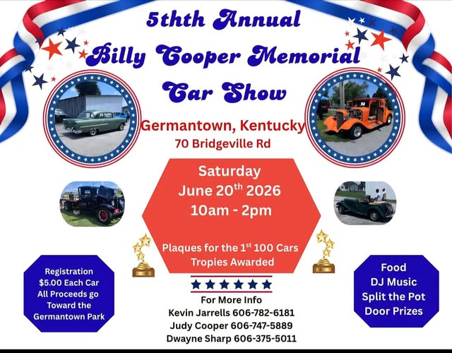 Flyer for 5th Annual Billy Cooper Memorial Car Show