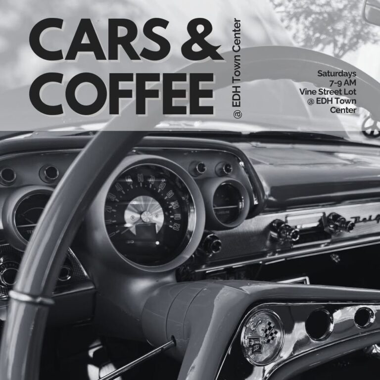 Flyer for Cars & Coffee at EDH Town Center