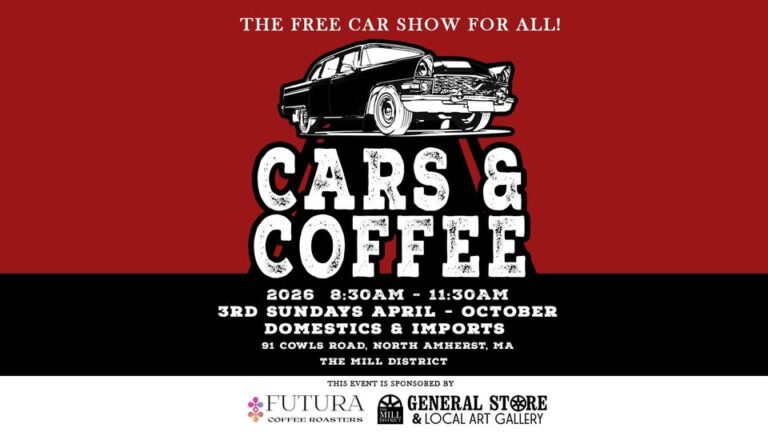 Flyer for Cars & Coffee – North Amherst, MA