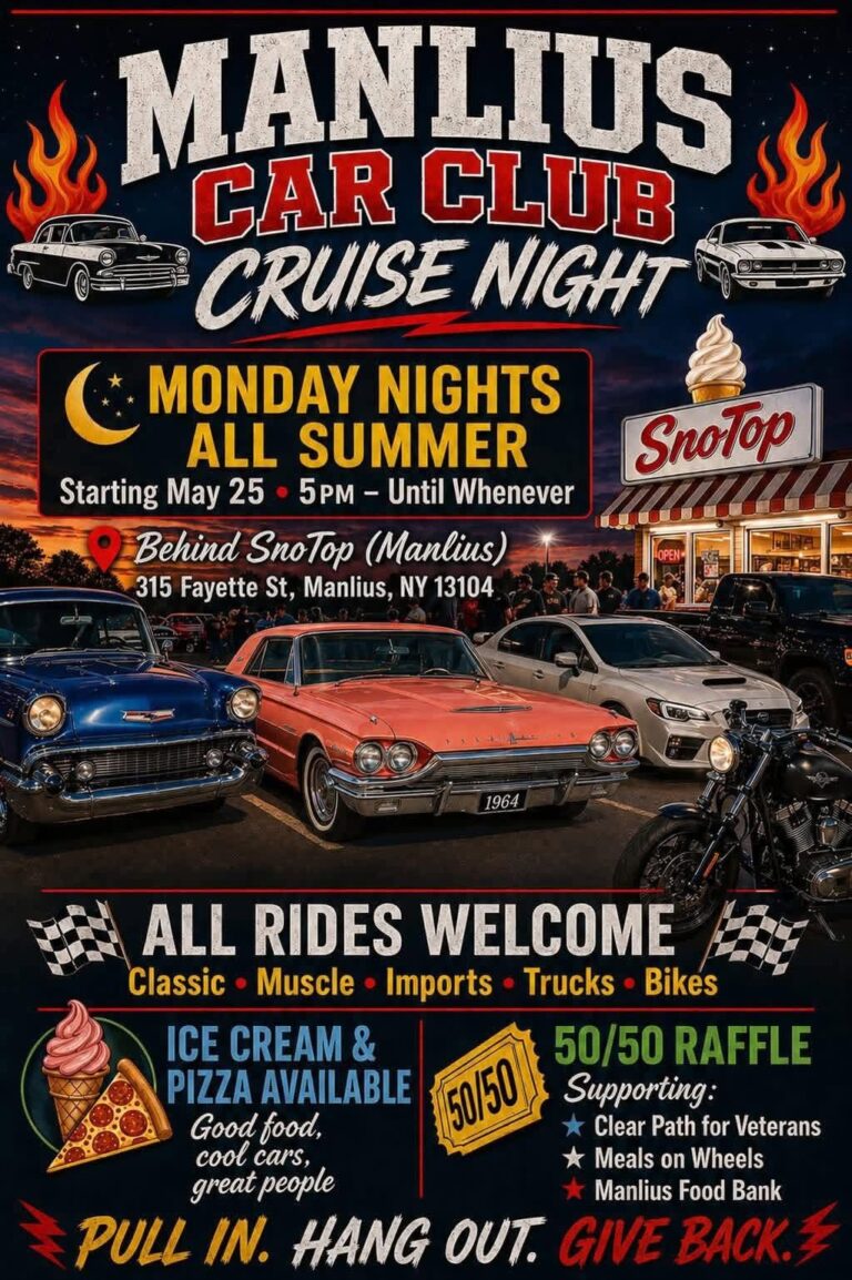 Flyer for Manlius Car Club Cruise Night