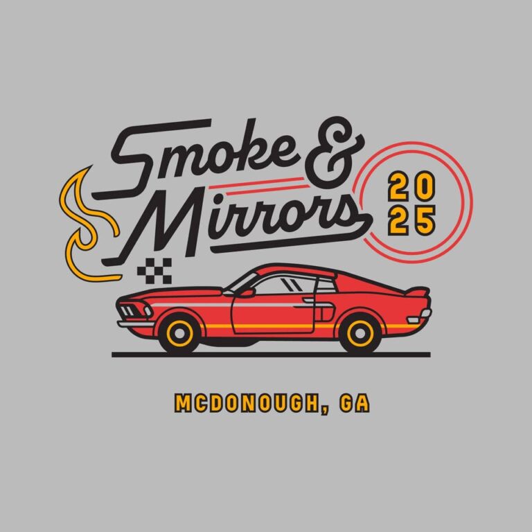 Flyer for Smoke & Mirrors Monthly Car Show