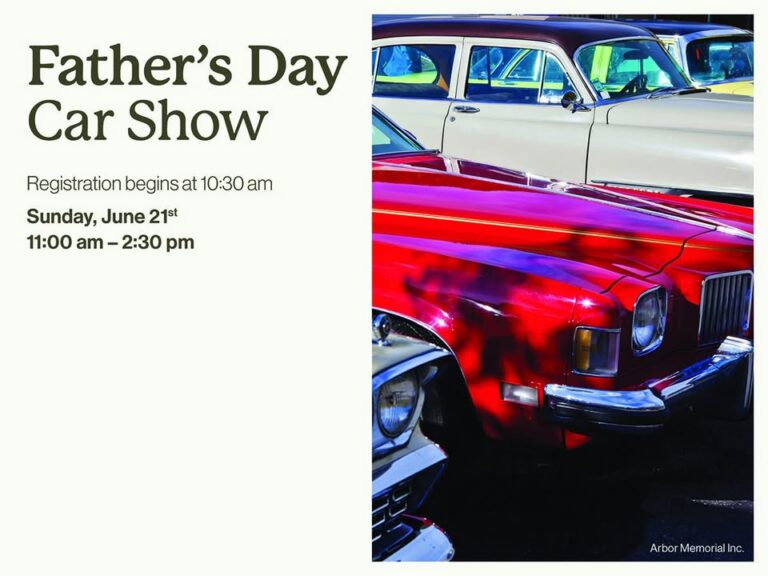 Flyer for Memory Gardens Funeral Home & Cemetery Father’s Day Car Show