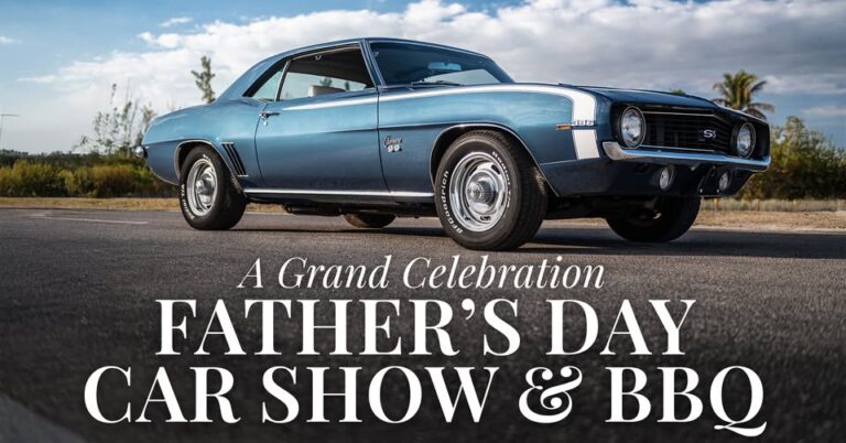 Flyer for Shark Tooth Sports Car Club Father’s Day Car Show & BBQ