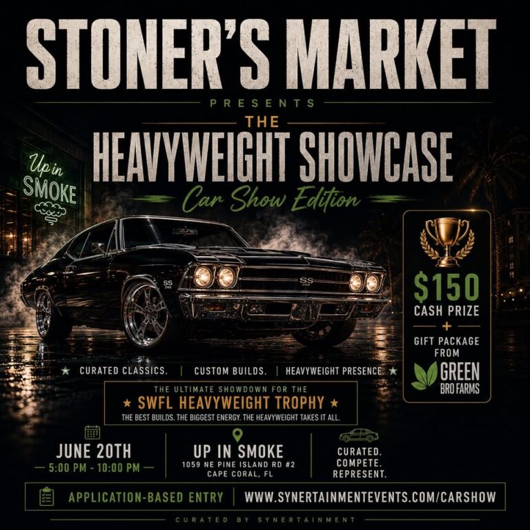 Flyer for Stoner’s Market Presents the Heavyweight Showcase Car Show Edition