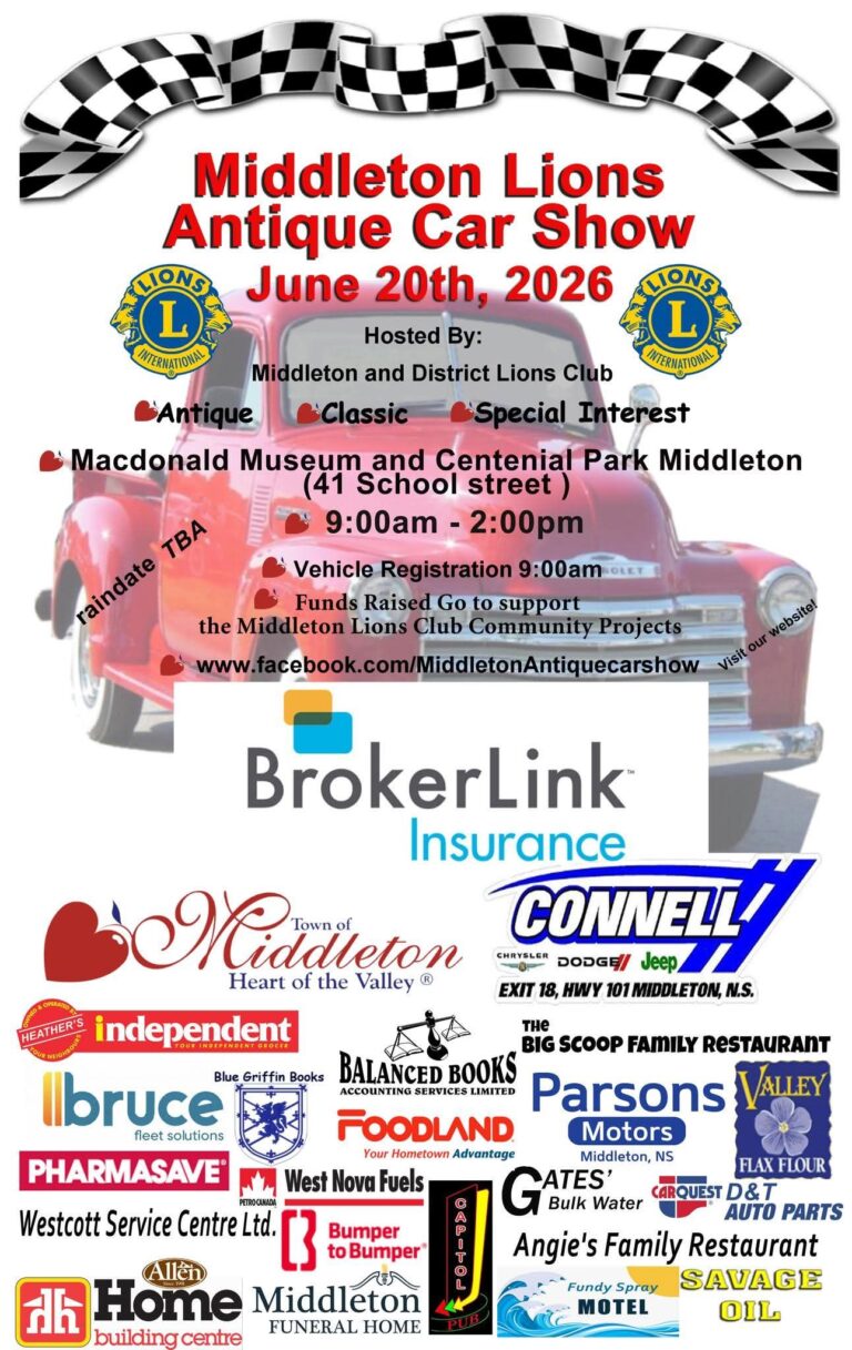 Flyer for Middleton Lions Antique Car Show