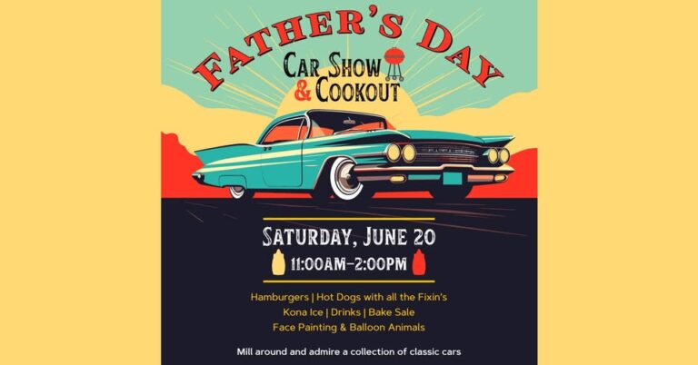 Flyer for Father’s Day Car Show & Cookout @ MorningStar of Littleton