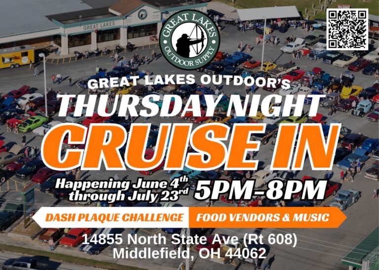 Flyer for Great Lakes Outdoor’s Thursday Night Cruise In