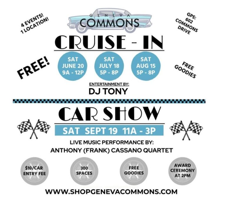 Flyer for Geneva Commons Cruise-In