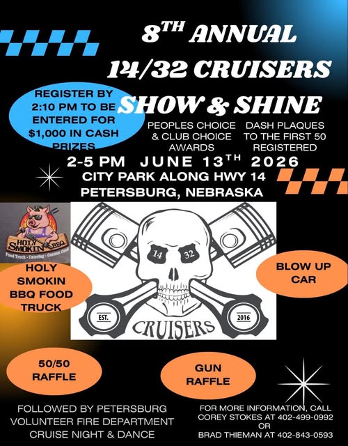Flyer for 8th Annual 14/32 Cruisers Show & Shine