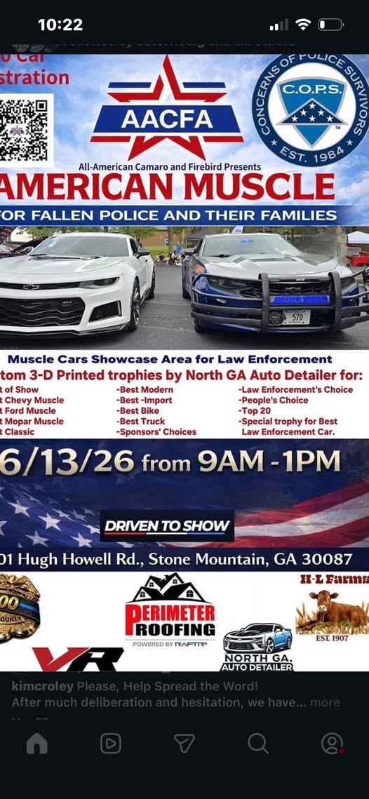 Flyer for AACFA American Muscle Car Show