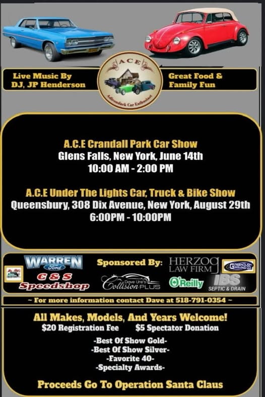 Flyer for A.C.E. Under The Lights Car, Truck & Bike Show