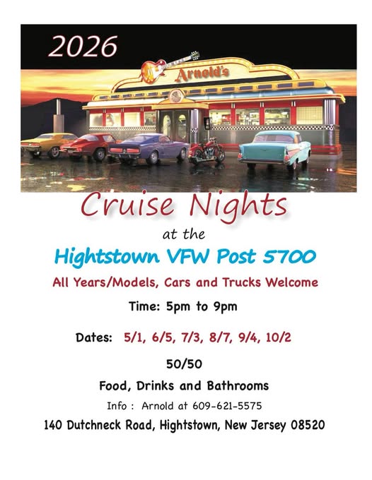 Flyer for Arnolds Cruise Nights at the Hightstown VFW Post 5700