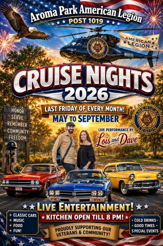 Flyer for Aroma Park American Legion Post 1019 Cruise Nights