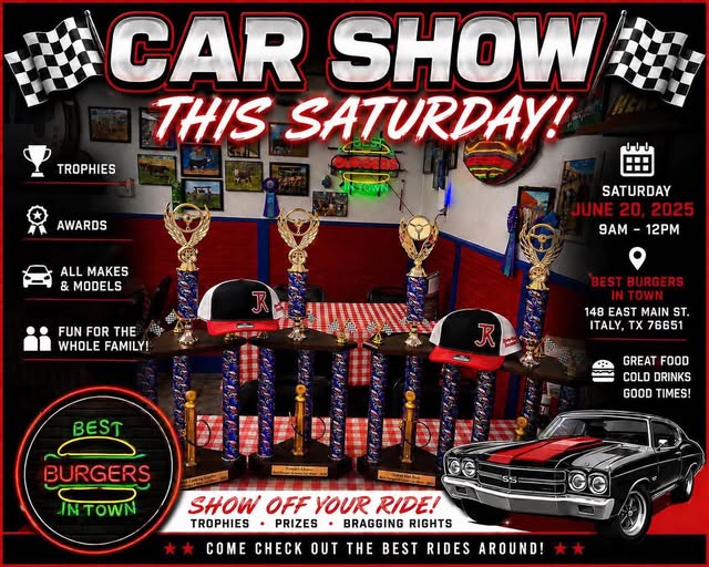 Flyer for Best Burgers in Town Car Show