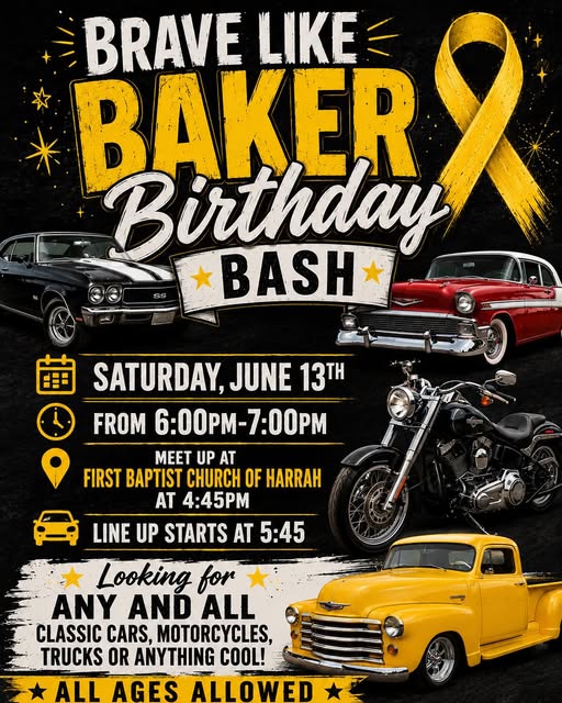 Flyer for Brave Like Baker Birthday Bash
