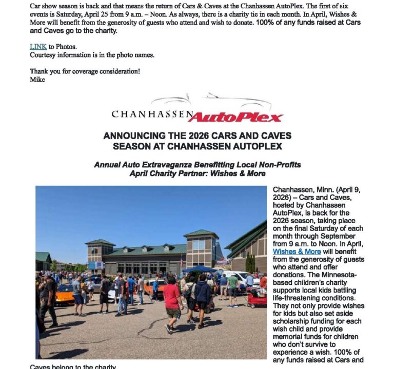 Flyer for Chanhassen AutoPlex Cars & Caves