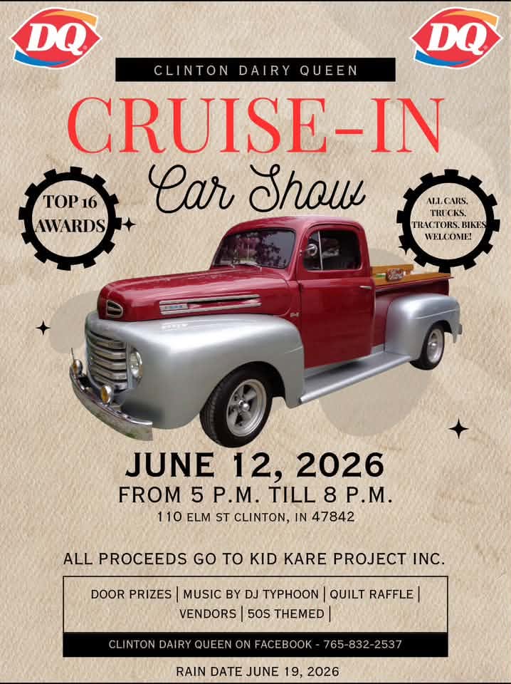 Flyer for Clinton Dairy Queen Cruise-In Car Show