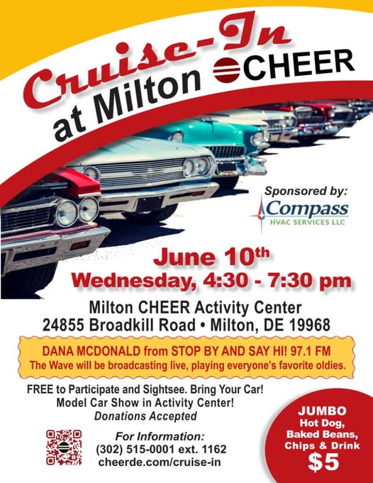 Flyer for Cruise-In at Milton Cheer