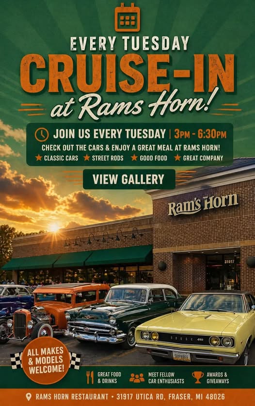 Promotional image for Cruise-In at Rams Horn!