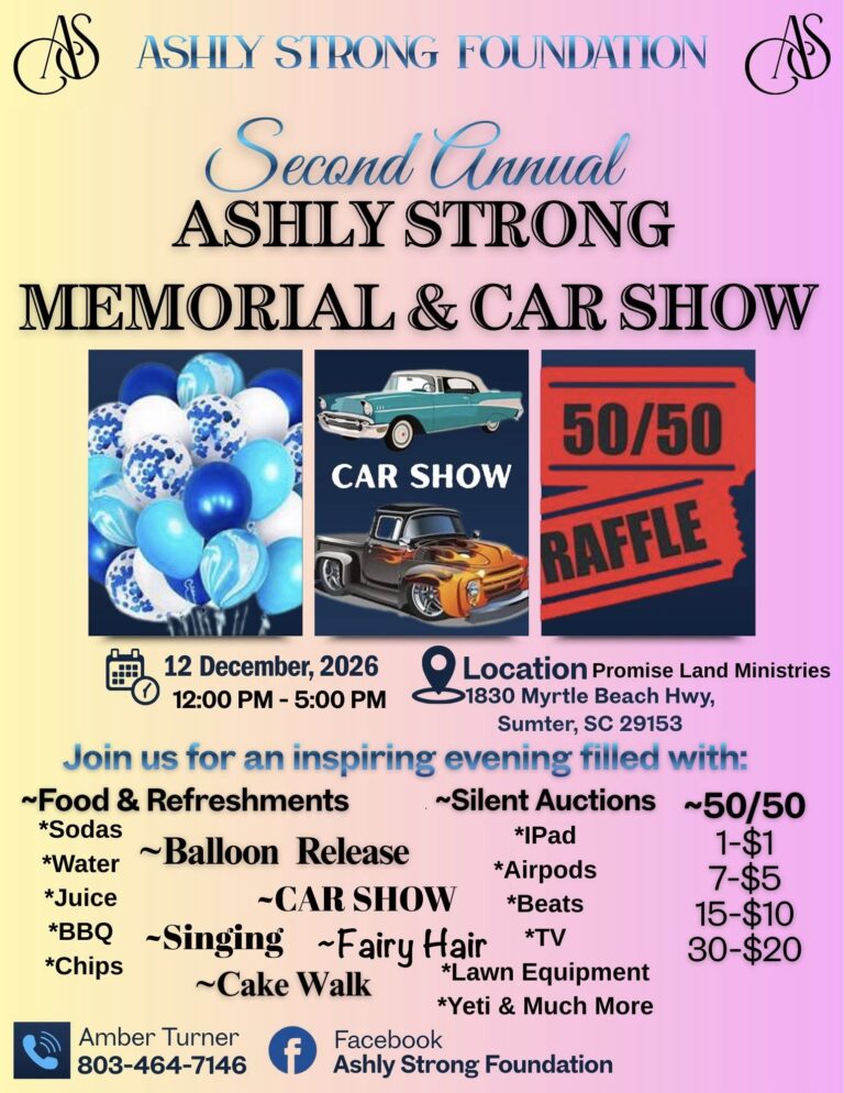 Flyer for Ashly Strong Foundation Second Annual Ashly Strong Memorial & Car Show