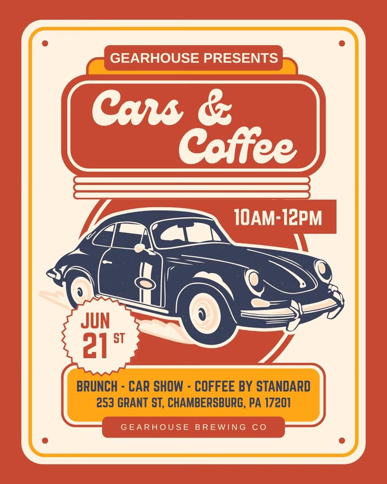 Flyer for Gearhouse Cars & Coffee Father’s Day Car Show