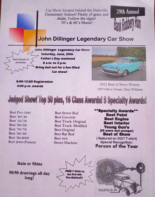 Flyer for John Dillinger Legendary Car Show