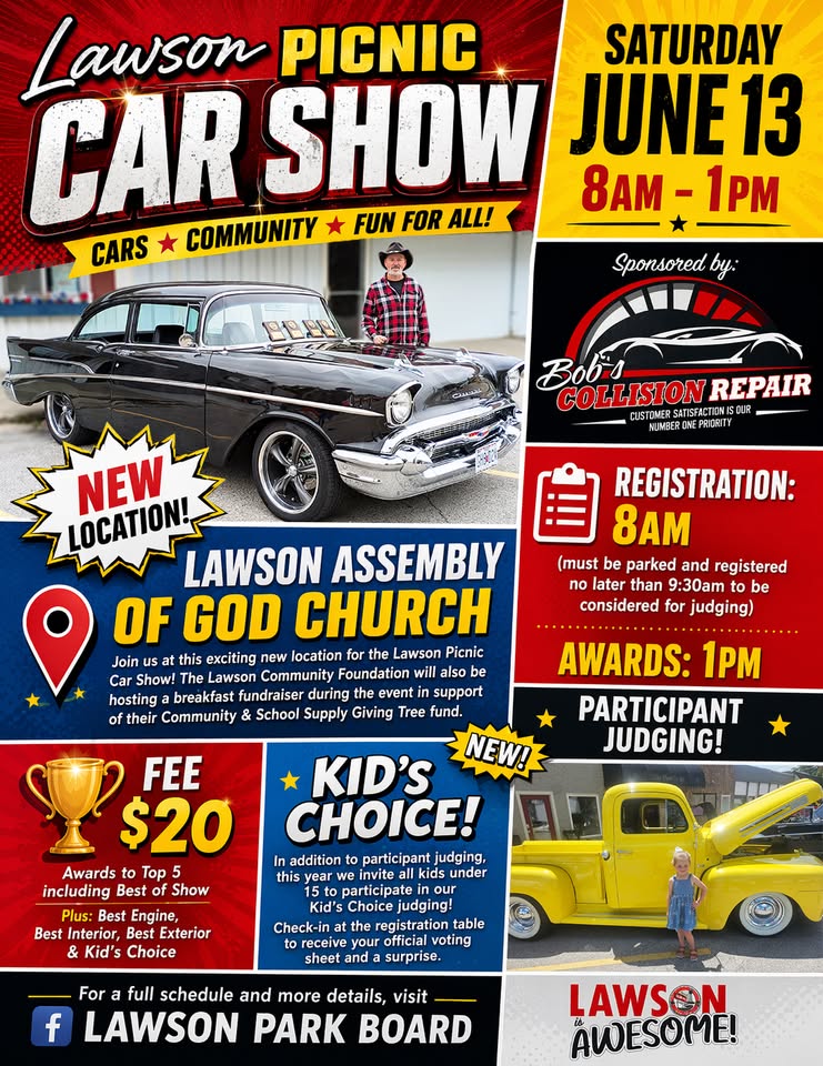 Flyer for Lawson Picnic Car Show
