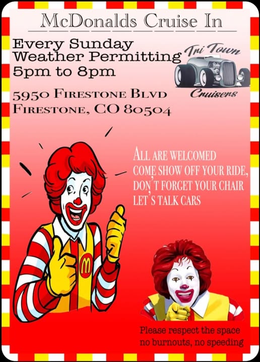 Flyer for McDonald’s Tri Town Cruisers Cruise in