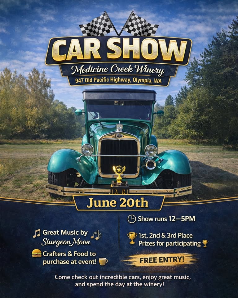 Flyer for Medicine Creek Winery Car Show