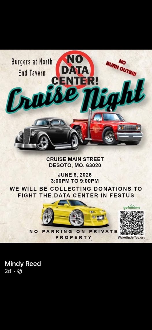 Flyer for No Data Center Cruise Night