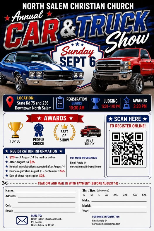 Flyer for North Salem Christian Church Annual Car & Truck Show