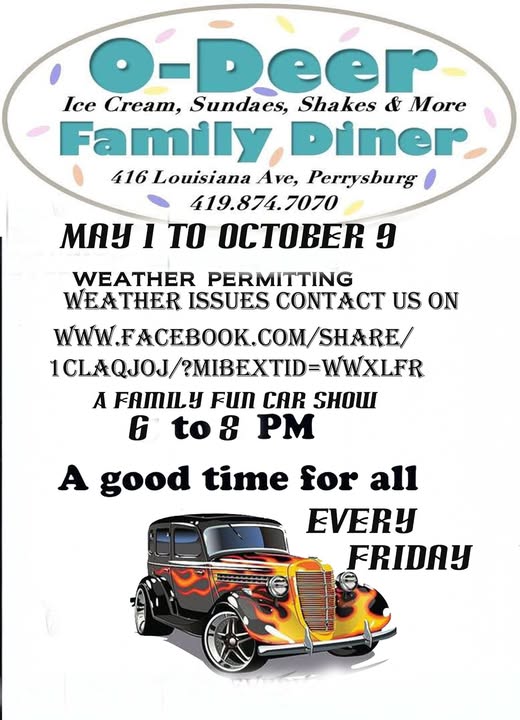 Flyer for O-Deer Family Diner a Family Fun Car Show
