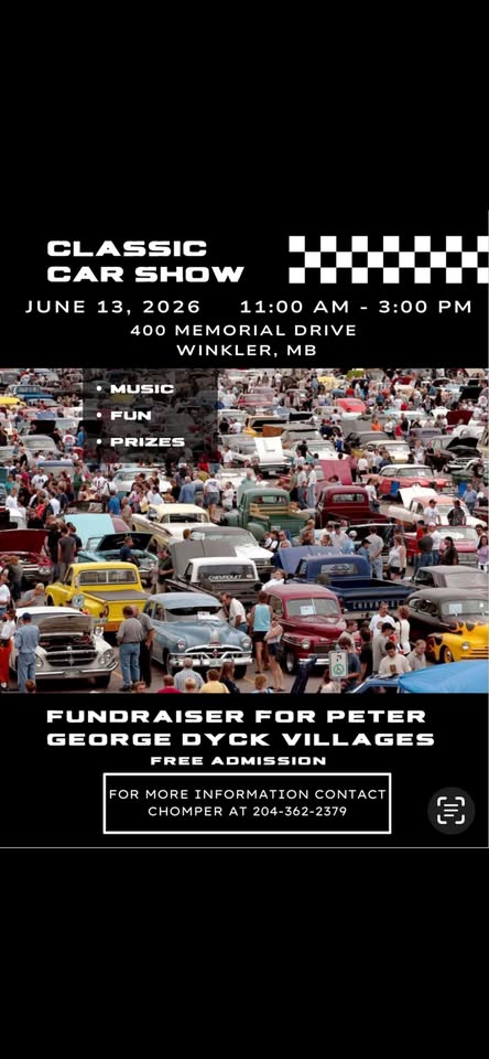 Flyer for Peter George Dyck Villages Classic Car Show