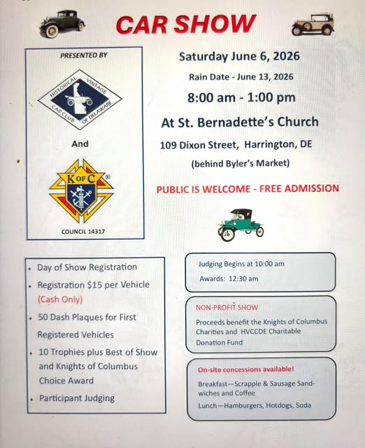 Flyer for St. Bernadette’s Church Car Show