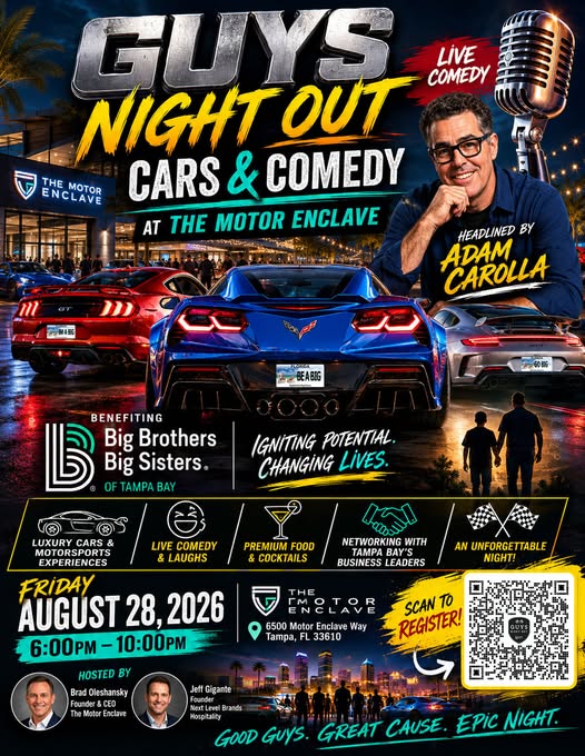 Flyer for The Motor Enclave Guys Night Out Cars & Comedy
