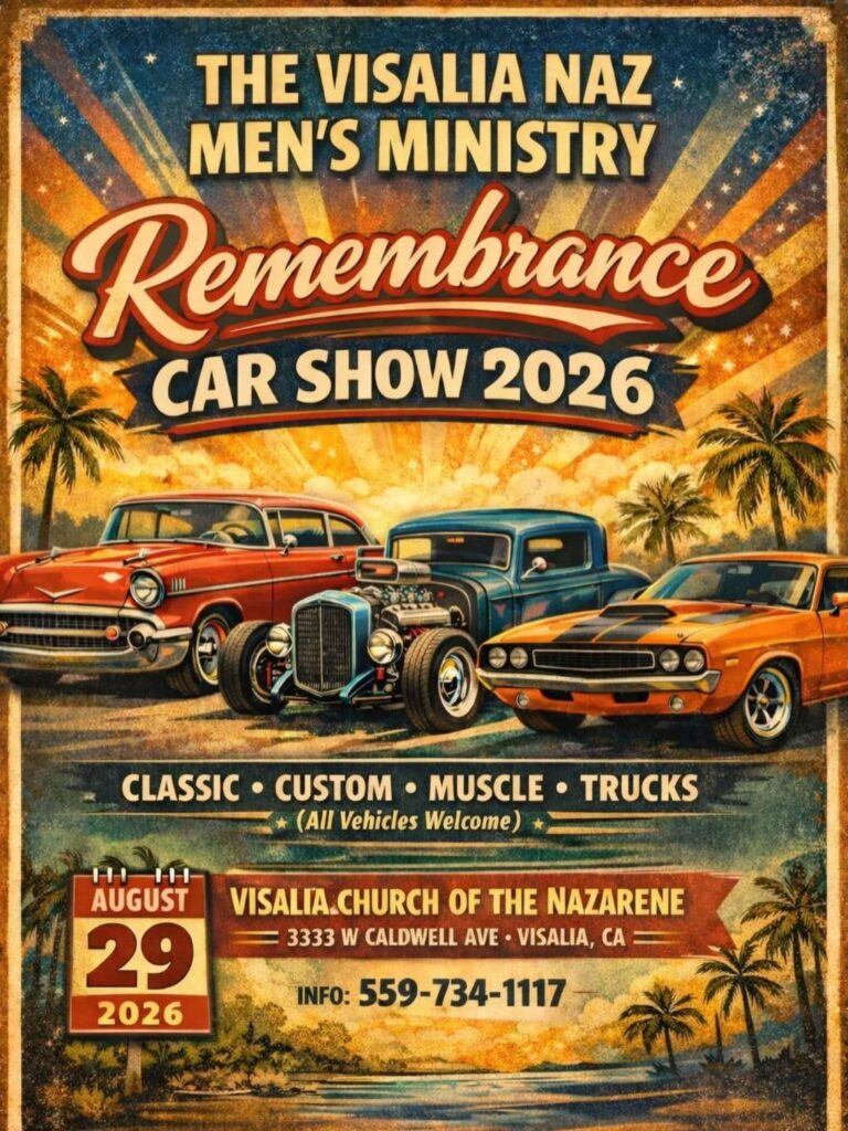 Flyer for Visalia Naz Men’s Ministry Remembrance Car Show