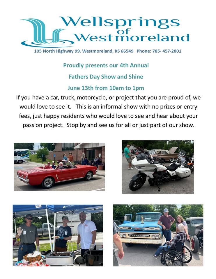 Flyer for Wellsprings of Westmoreland 4th Annual Father’s Day Show and Shine
