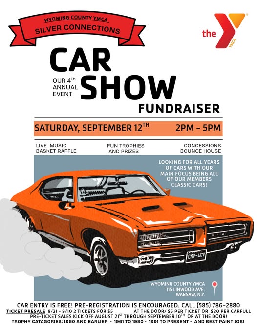 Flyer for Wyoming County YMCA Silver Connections 4th Annual Car Show