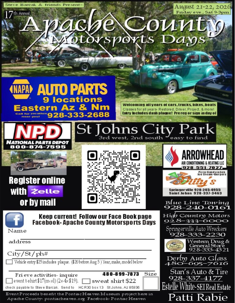 Flyer for Apache County Motorsports Days