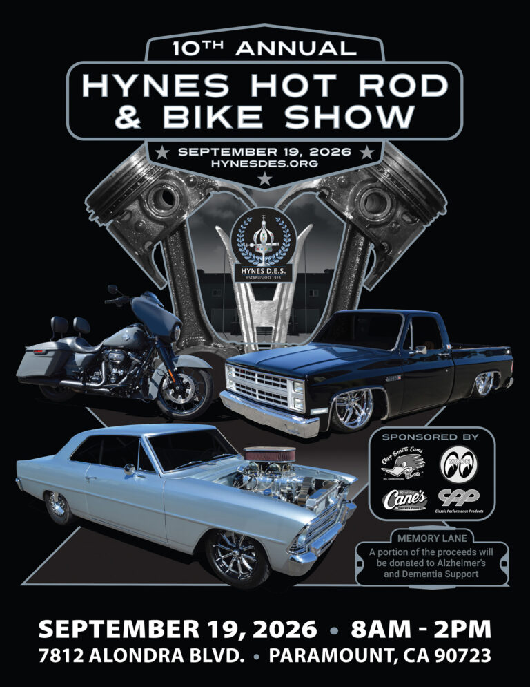 Flyer for 10th Annual Hynes D.E.S. Hot Rod & Bike Show