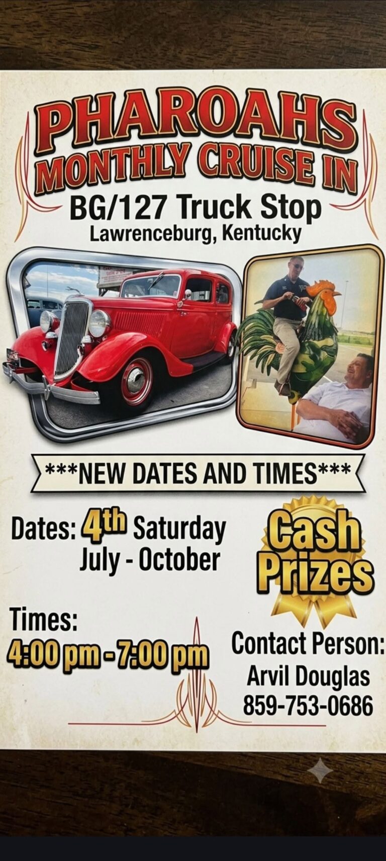 Flyer for Pharoahs Monthly Cruise in