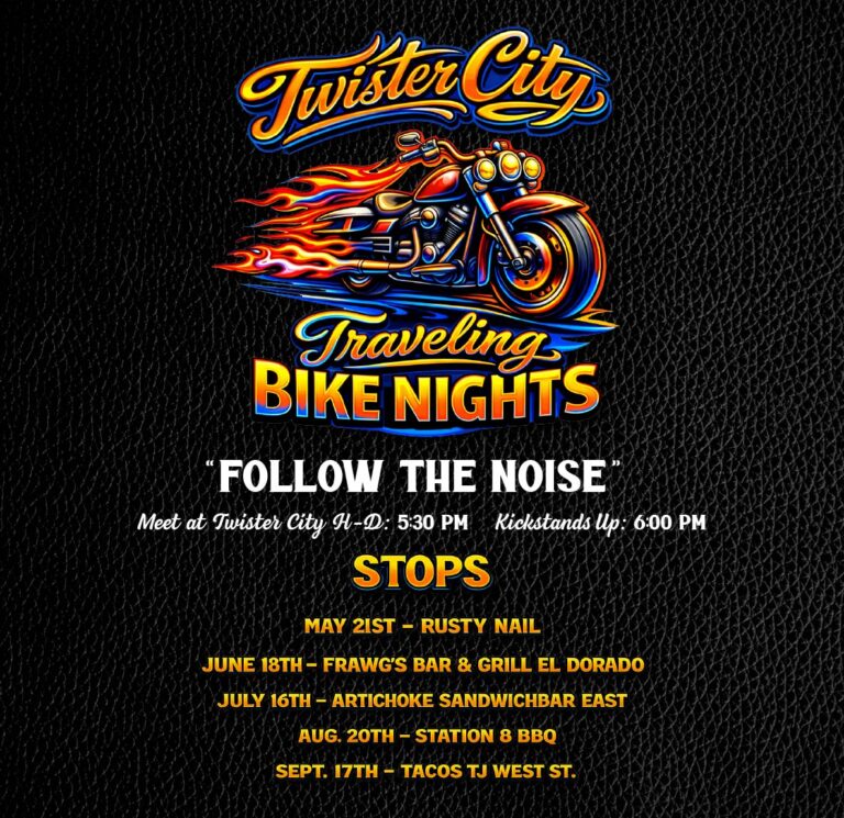 Flyer for Twister City Traveling Bike Nights