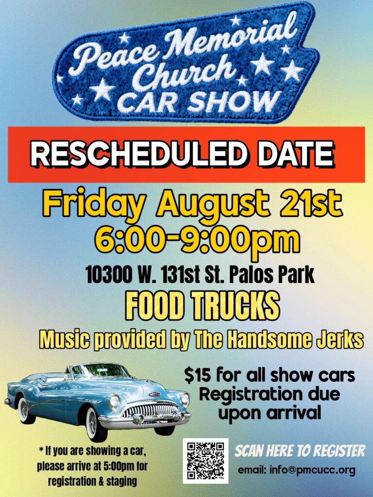 Flyer for Peace Memorial Church Car Show