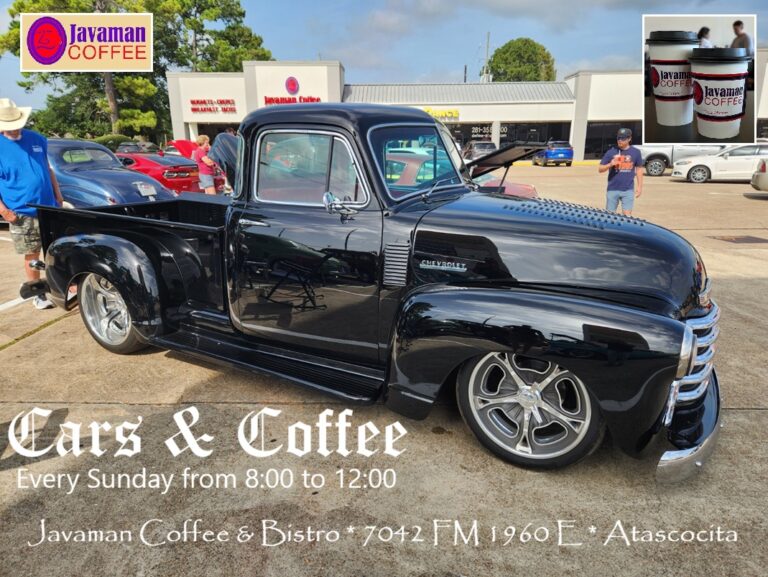 Flyer for Cars & Coffee at Javaman Coffee & Bistro